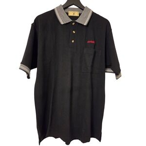 Monterey Classics Black Swisslog Embroidered Mens Polo Shirt Gray Collar‎